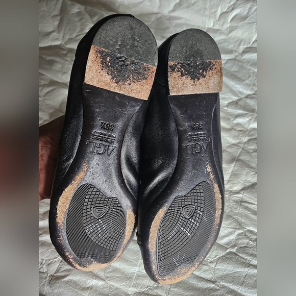 🩷AGL Attilio Giusti Leombruni Women’s Black Leather Ballet Flats - Size 38.5💜 - Picture 8 of 11